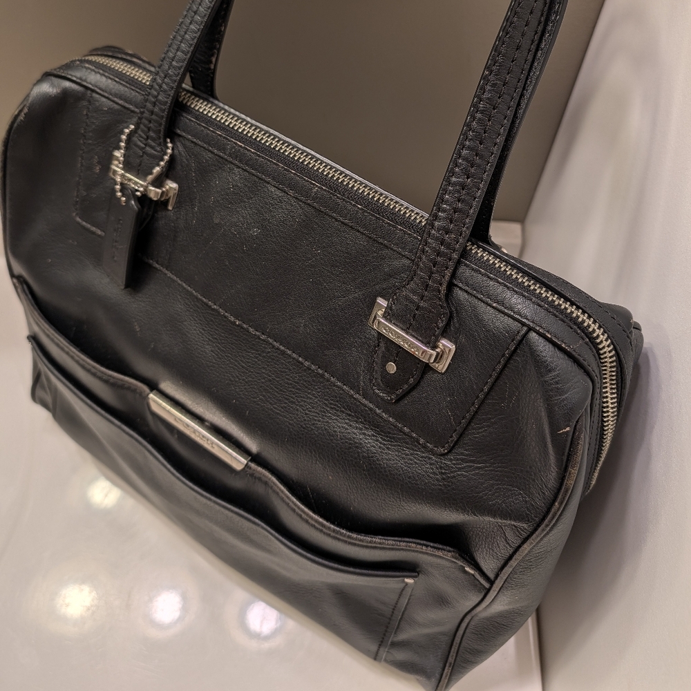 🖤EUC Coach Taylor Bette Genuine Smooth Leather Shoulder Satchel Bag, Black, LG - Picture 7 of 16